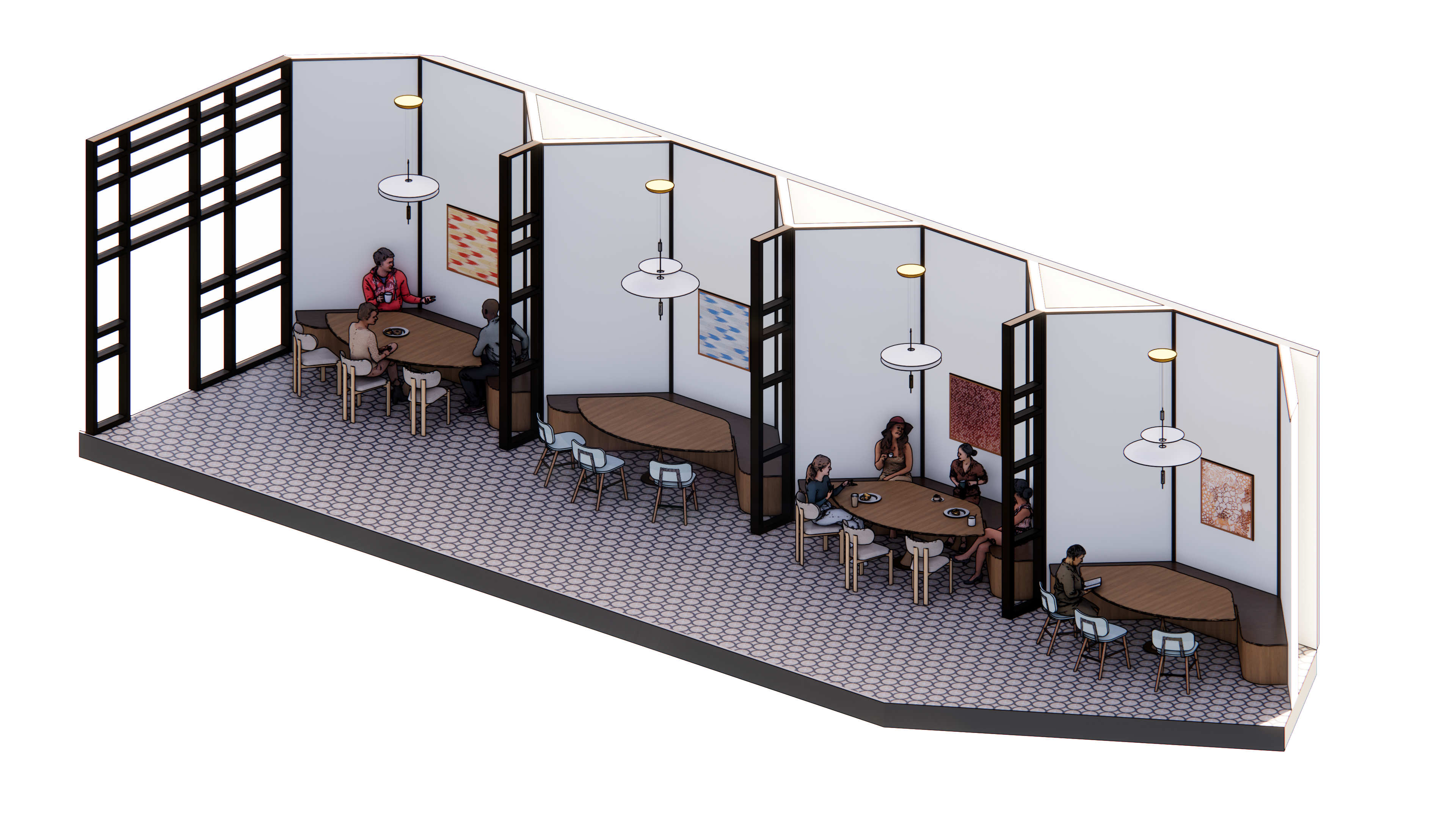 L1 Cafe Booth Seating Axo